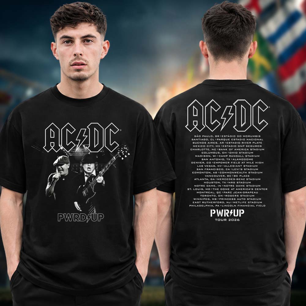 ACDC PWR Up North America Tour 2026 Angus And Brian Two Sided Tour Dates Unisex T Shirt