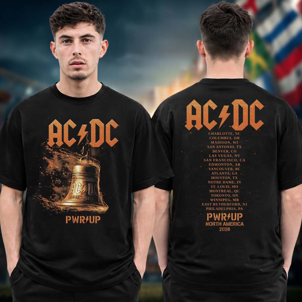 ACDC PWR Up North America Tour 2026 Hells Bells Lightning Two Sided Tour Dates Unisex T Shirt