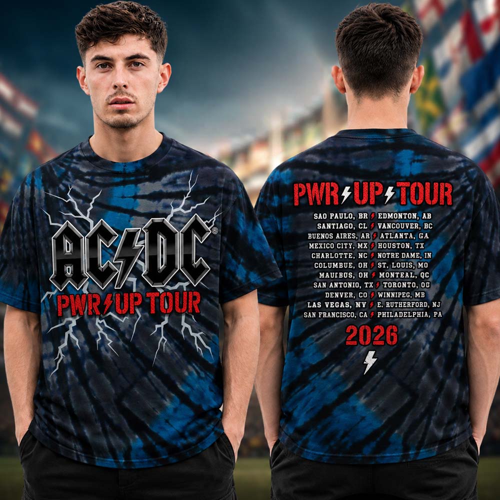 ACDC PWR Up North America Tour 2026 Lightning Tie Dye Shirt