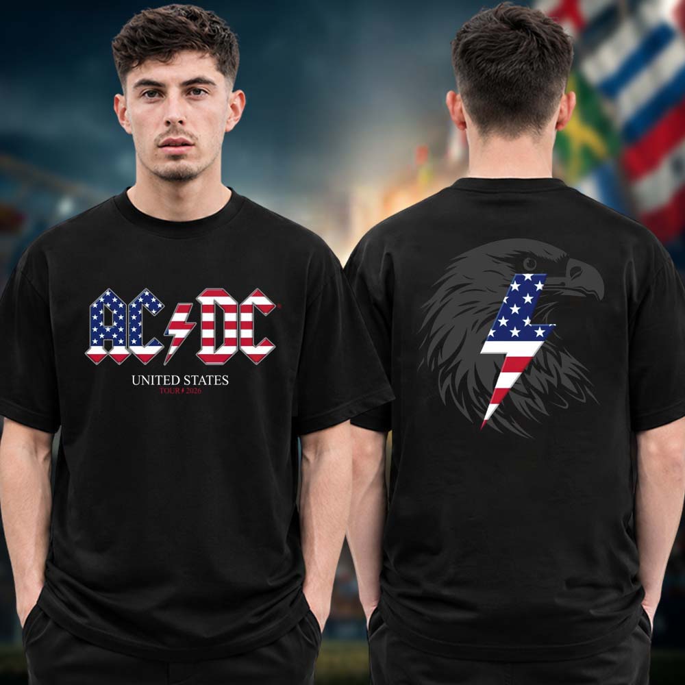 ACDC PWR Up USA Tour 2026 Eagle Logo Two Sided Unisex T Shirt