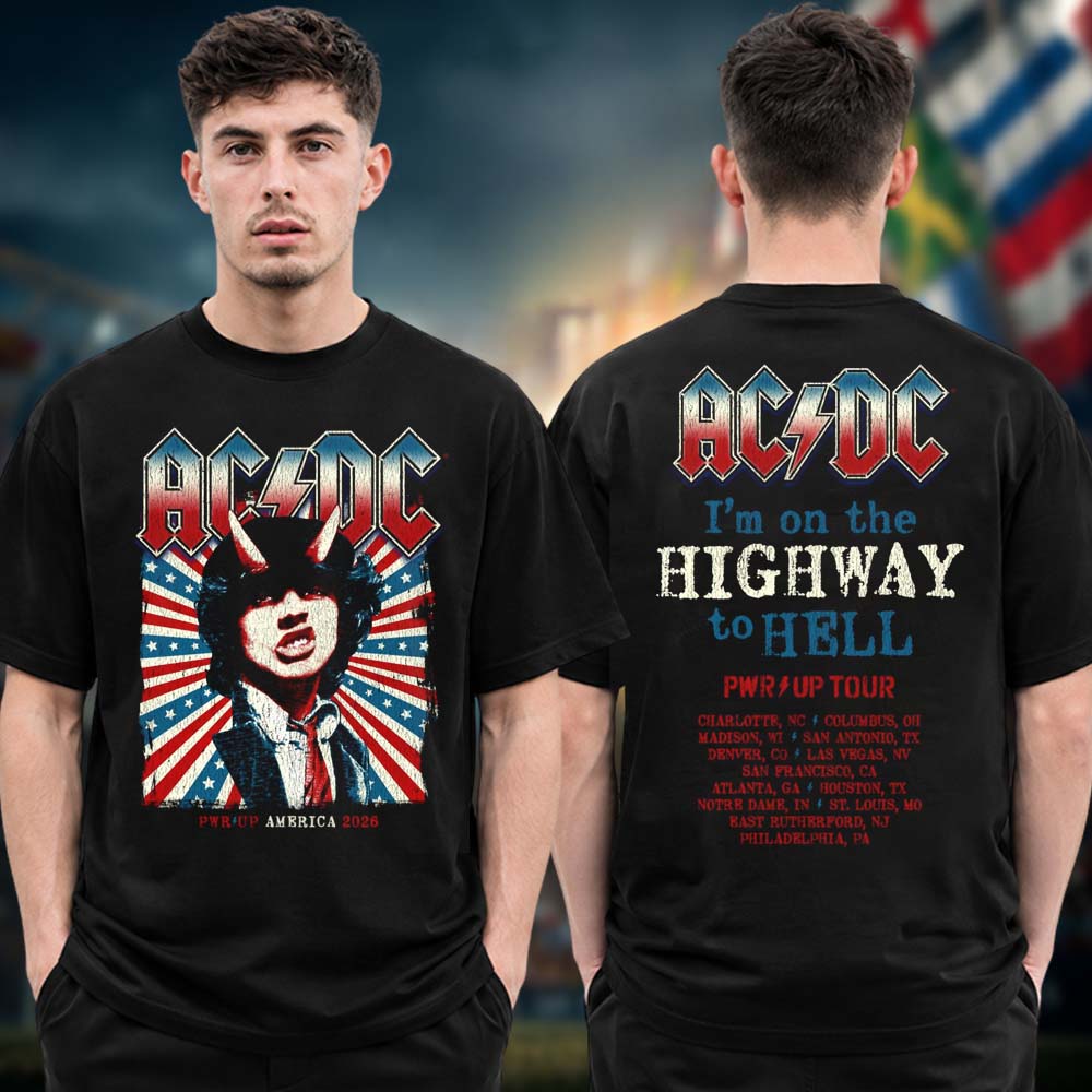 ACDC PWR Up USA Tour 2026 Highway To Hell Two Sided Tour Dates Unisex T Shirt