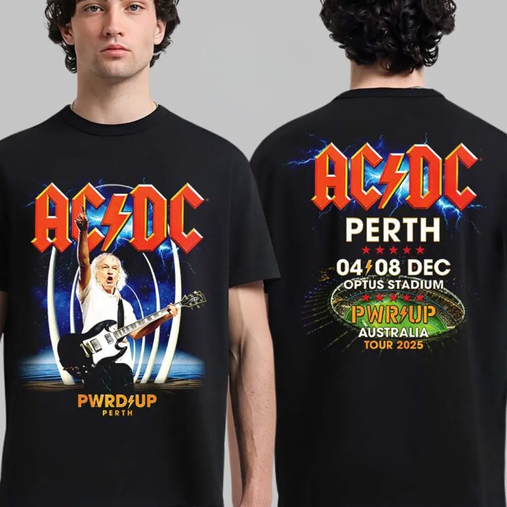 ACDC Perth Australia 2025 Event Tee PWR Up Tour At Optus Stadium On ...