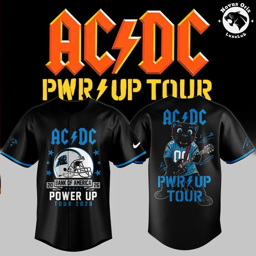 AC/DC x Carolina Panthers Power Up Tour 2026 Baseball Jersey 1 - Unicasport AC/DC x Carolina Panthers Power Up Tour 2026 Baseball Jersey