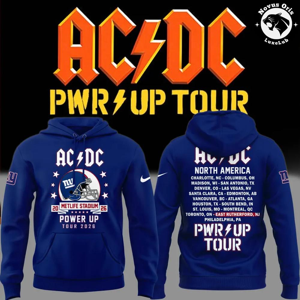 AC/DC x New York Giants Power Up Tour 2026 Pullover Hoodie 1 - Unicasport AC/DC x New York Giants Power Up Tour 2026 Pullover Hoodie