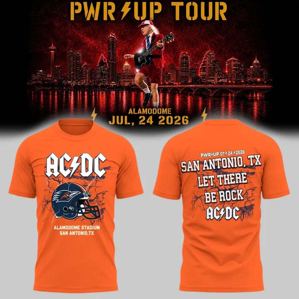 ACDC x UTSA Roadrunners Football Power Up Tour 2026 San Antonio Orange Graphic T Shirt