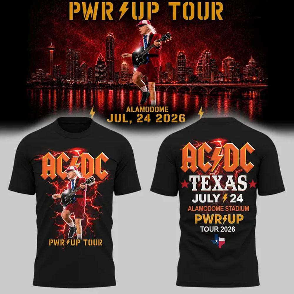 ACDC x UTSA Roadrunners Football Tour 2026 Black Graphic T Shirt - San Antonio