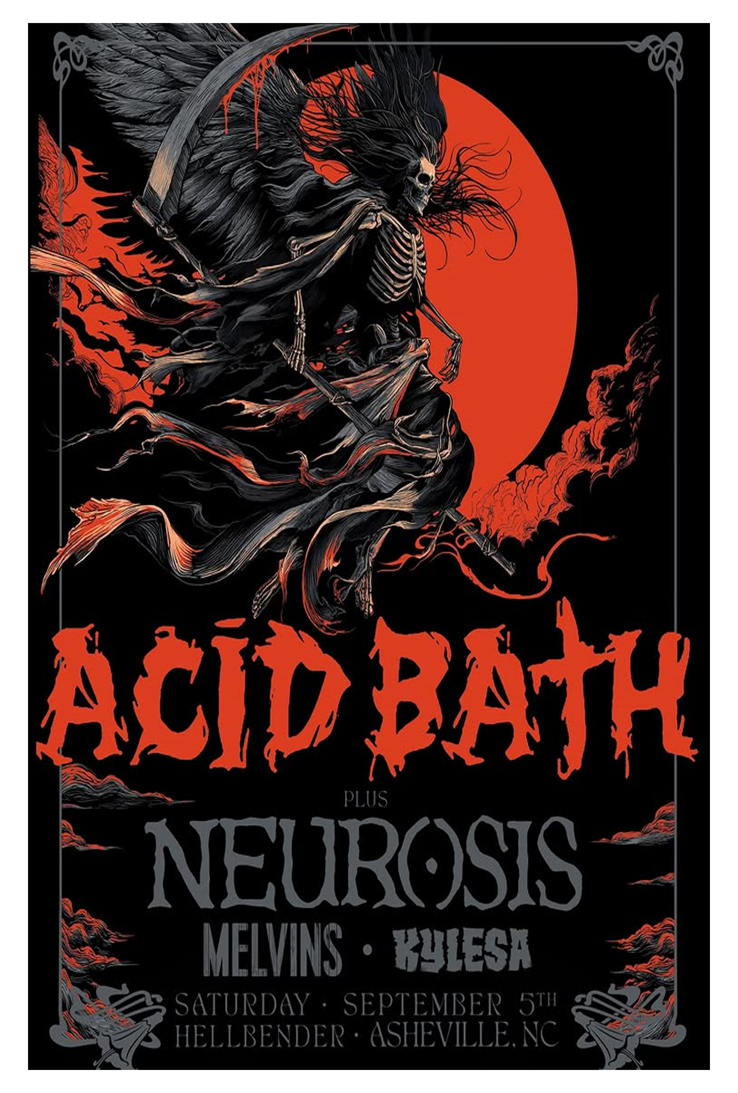 Acid Bath Neurosis Melvins Kylesa Sep 5 Hellbender Asheville NC Concert Poster Limited Merch 1 - merchtourboutique acid bath neurosis melvins kylesa sep 5 hellbender asheville nc concert poster limited merch CED70 - merchtourboutique