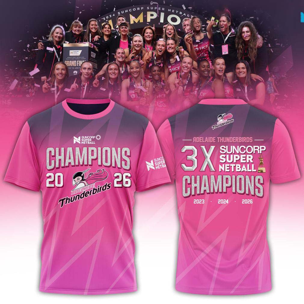 Adelaide Thunderbirds Champions Womens 2026 Edition T Shirt