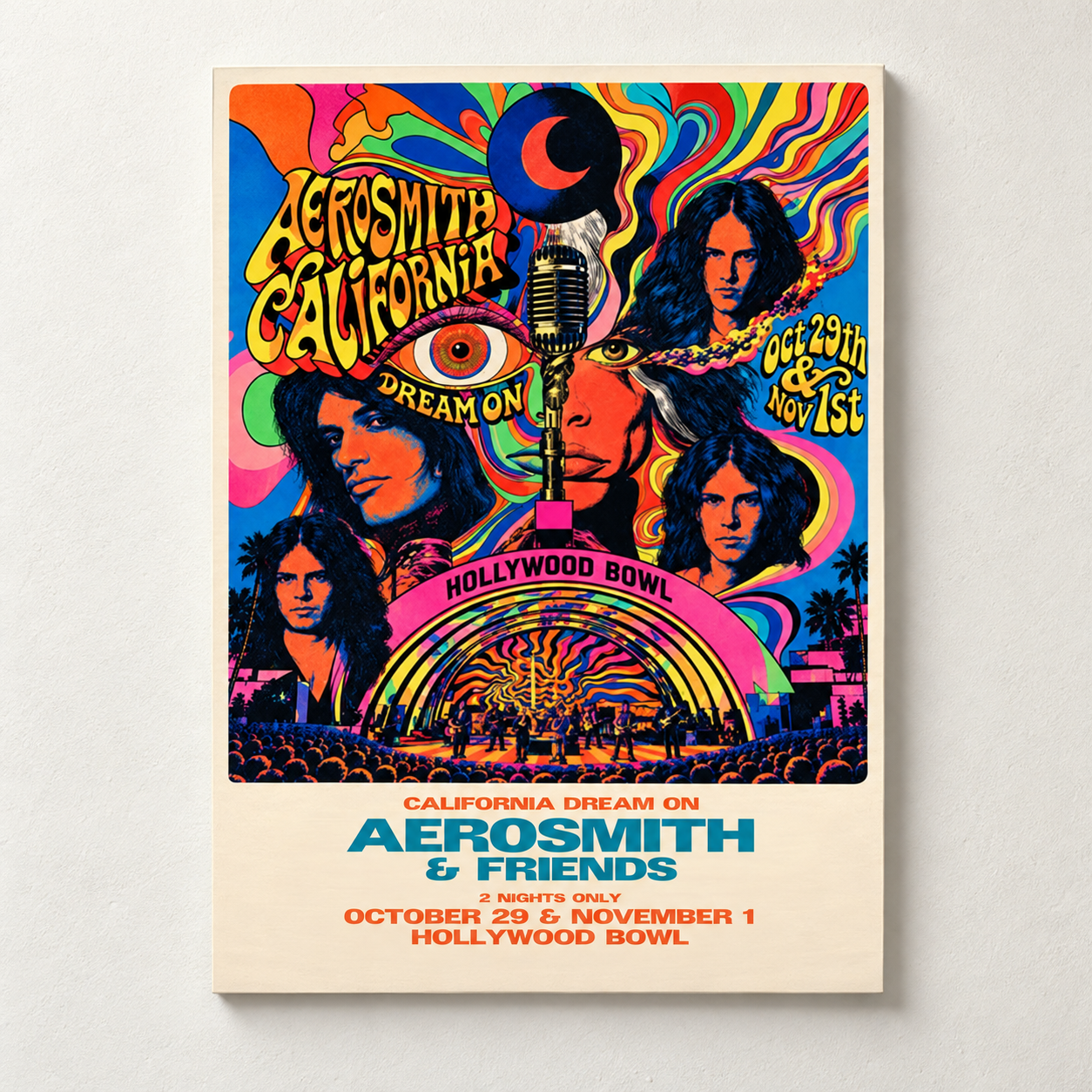Aerosmith California Dream On Hollywood Bowl 2026 Merch Event Poster Oct 29 Nov 1 2026