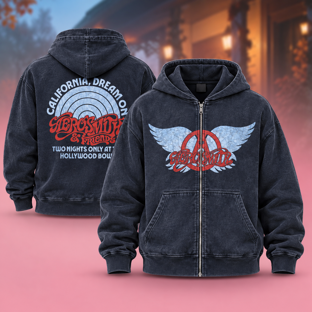 Aerosmith Merch Two Night Only At The Hollywood Bowl In Los Angeles CA On October 29 And November 1 2026 Zip Up Hoodie