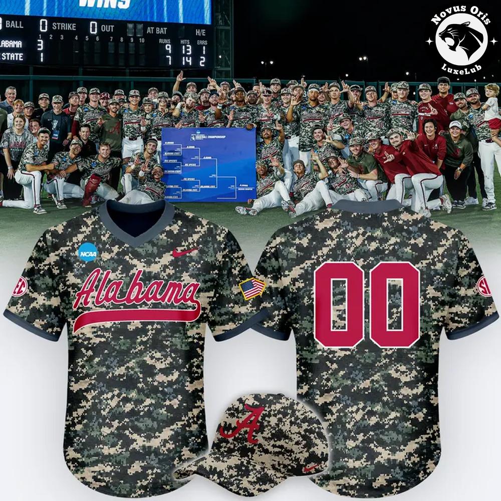 Alabama Crimson Tide Military Appreciation NCAA Camo Baseball Jersey 1 - Unicasport Alabama Crimson Tide Military Appreciation NCAA Camo Baseball Jersey