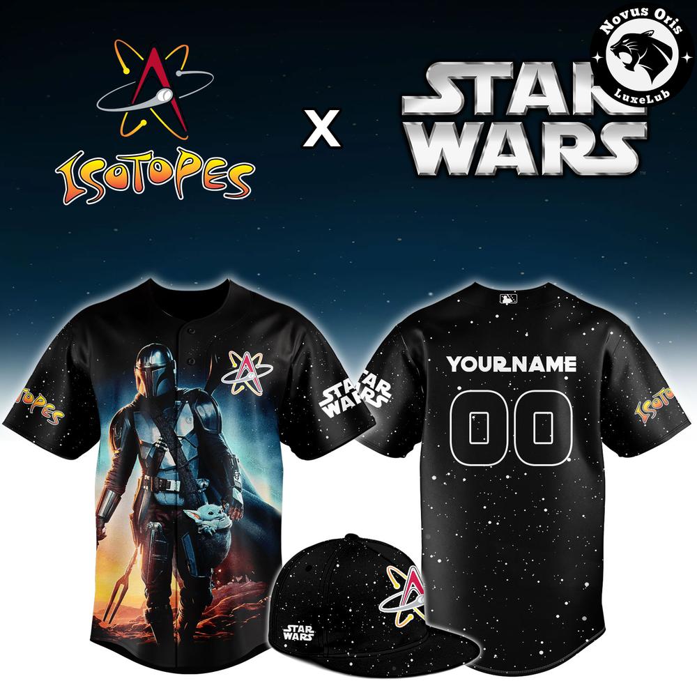 Albuquerque Isotopes Star Wars Mandalorian Custom Black Baseball Jersey 1 - Unicasport Albuquerque Isotopes Star Wars Mandalorian Custom Black Baseball Jersey