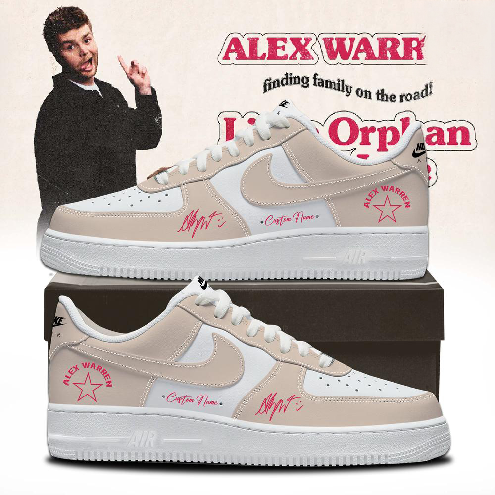 Alex Warren White and Pink Road Tour Graphic Sneakers