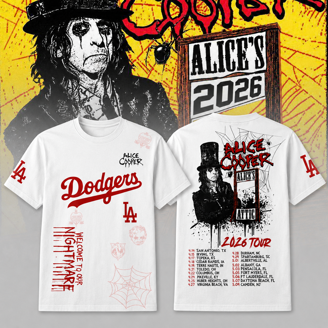 Alice Cooper 2026 Tour Welcome To Our Nightmare T-Shirt for Rock Music Fans