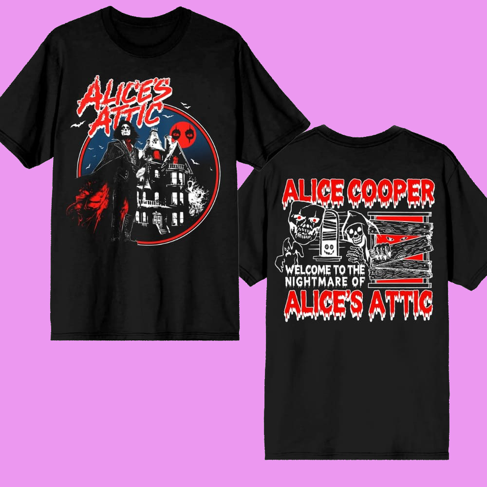 Alice Cooper Alice's Attic EU Tour 2026 Haunted House Two-Sided T-Shirt Rock Fan Gift
