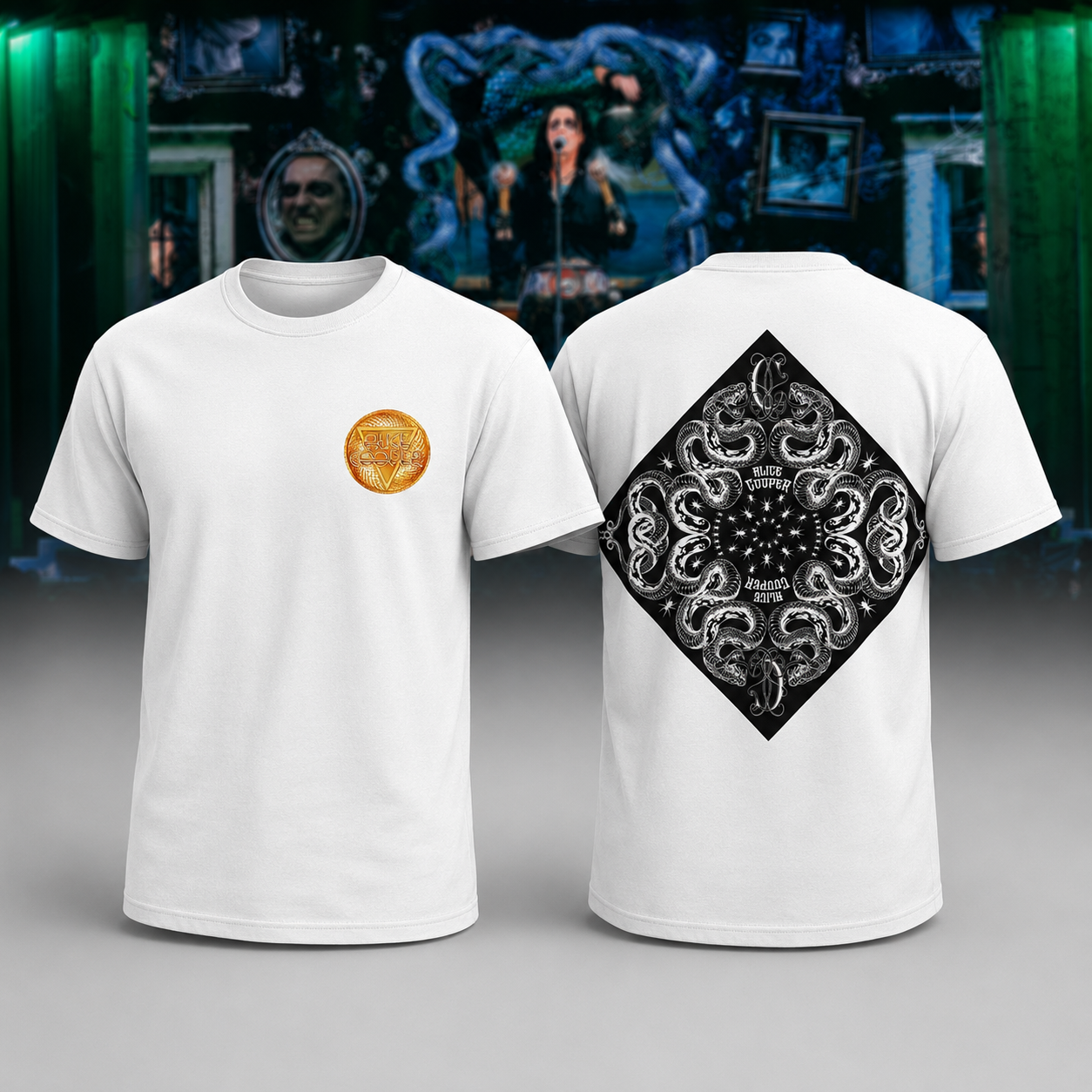 Alice Cooper Tour 2026 Ornate Snake Diamond T-Shirt for Rock Music Fans
