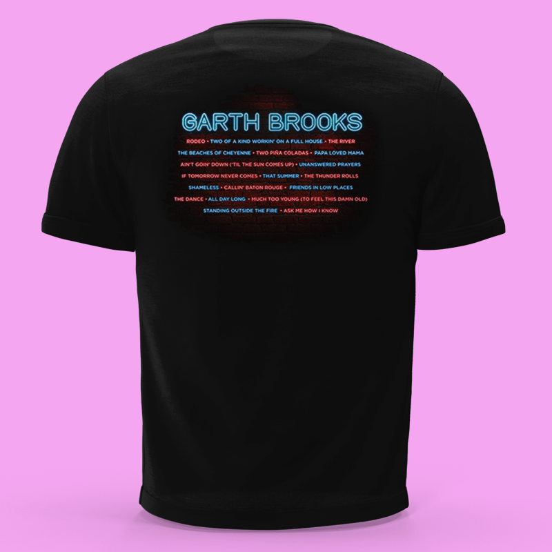 Garth Brooks Tour 2026 All Day Long Black Neon T-Shirt Gift Idea for Fans - Image 2