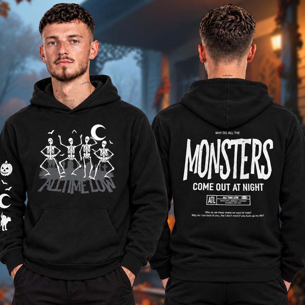 All Time Low Merch Halloween Collection Skeleton Monsters Unisex Hoodie