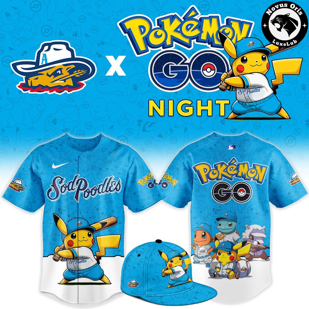 Amarillo Sod Poodles x Pokemon GO Night 2026 Baseball Jersey 1 - Unicasport Amarillo Sod Poodles x Pokemon GO Night 2026 Baseball Jersey