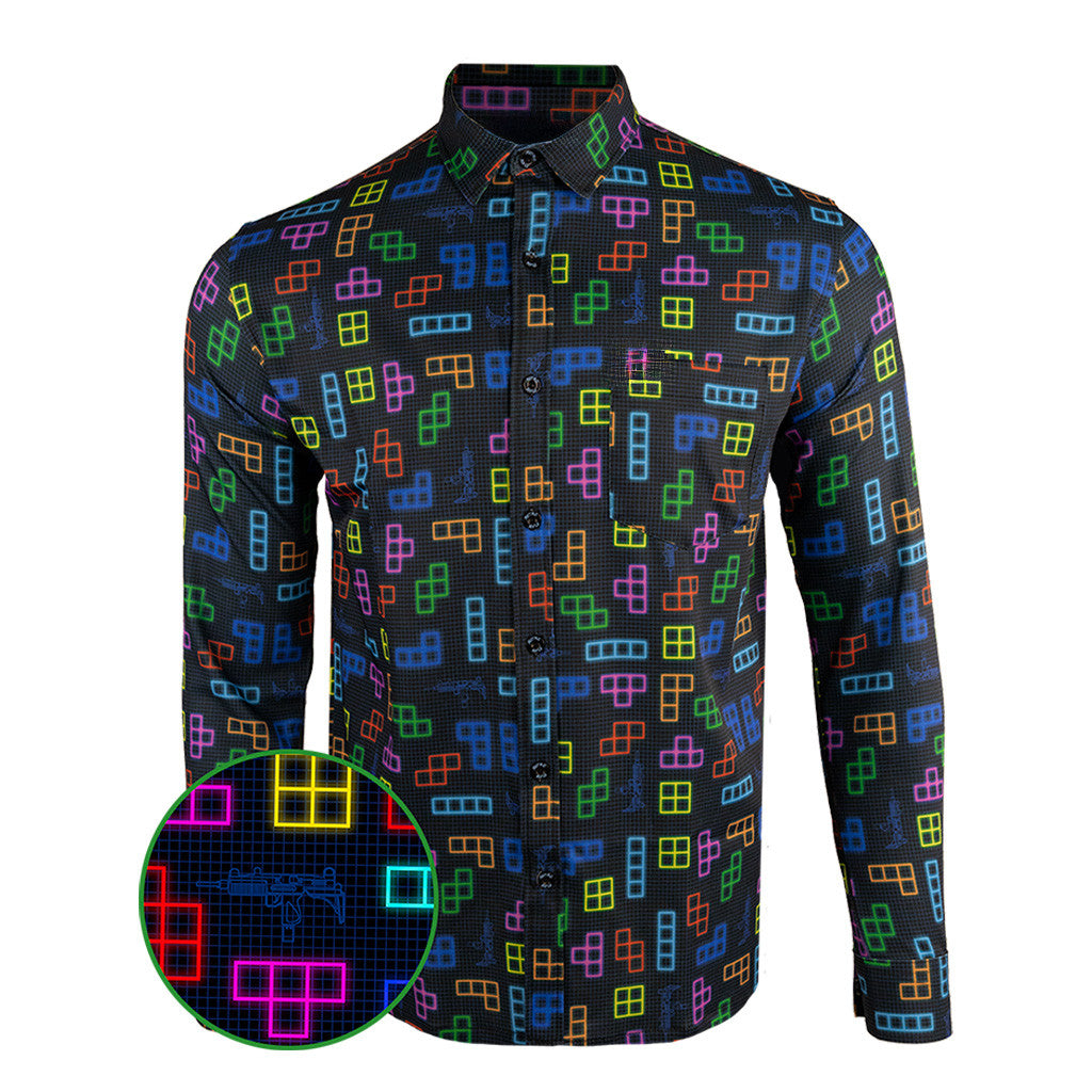 Arcade Series 3 Long Sleeve Button Down Shirt Hawaiian Tactical Button Down Gifts For Him