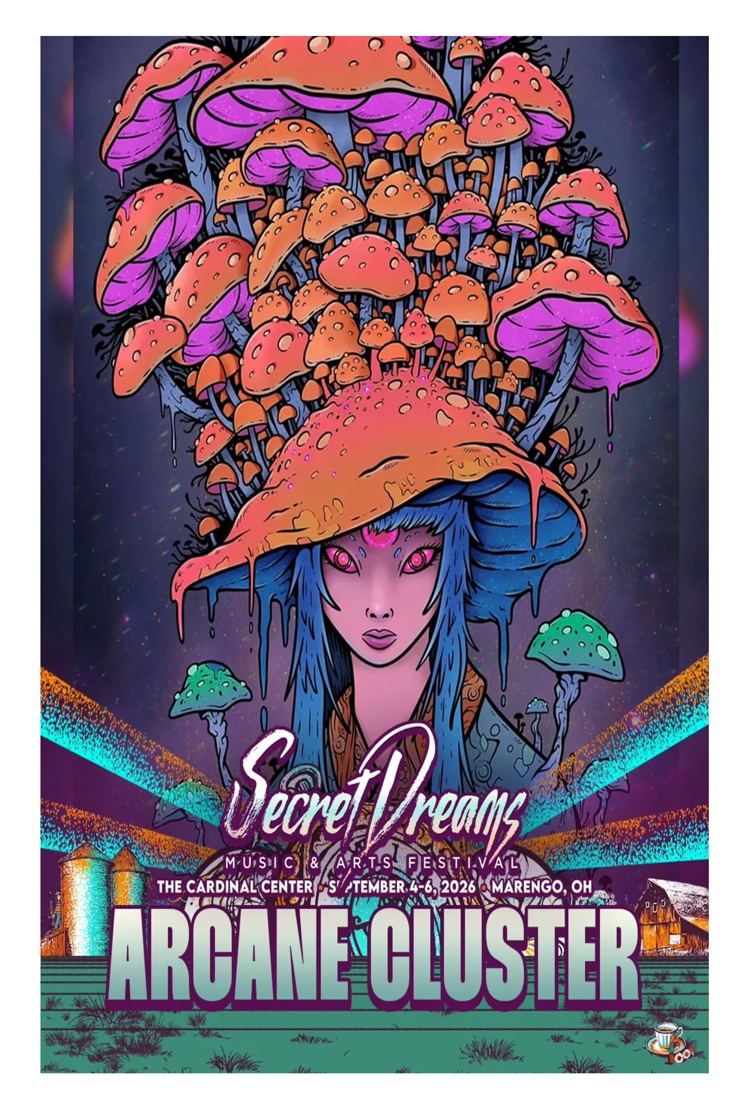 Arcane Cluster Secret Dreams Music & Arts Festival Sep 4-6 2026 Marengo OH Poster Limited Merch