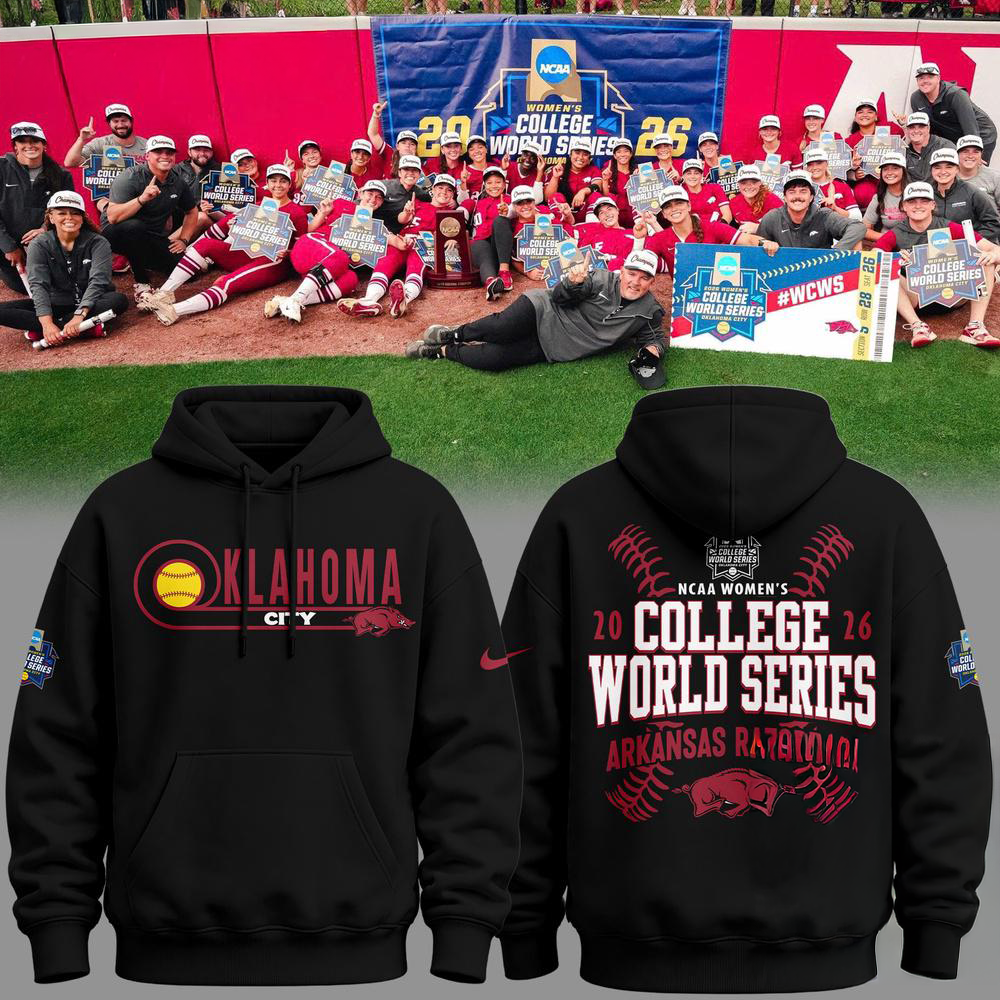 Arkansas Razorbacks Softball 2026 NCAA Womens College World Series Black Hoodie