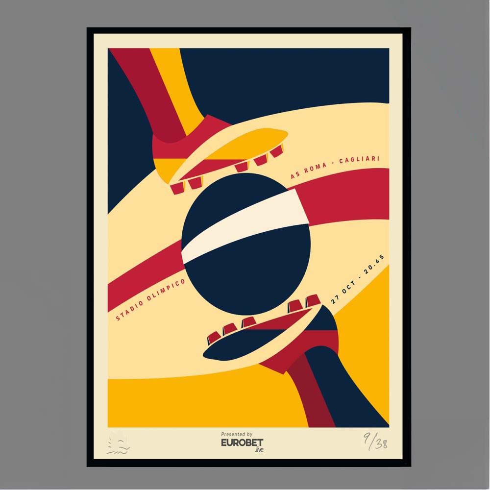 AS Roma vs Cagliari Stadio Olimpico October 27 Serie A Football Match Poster