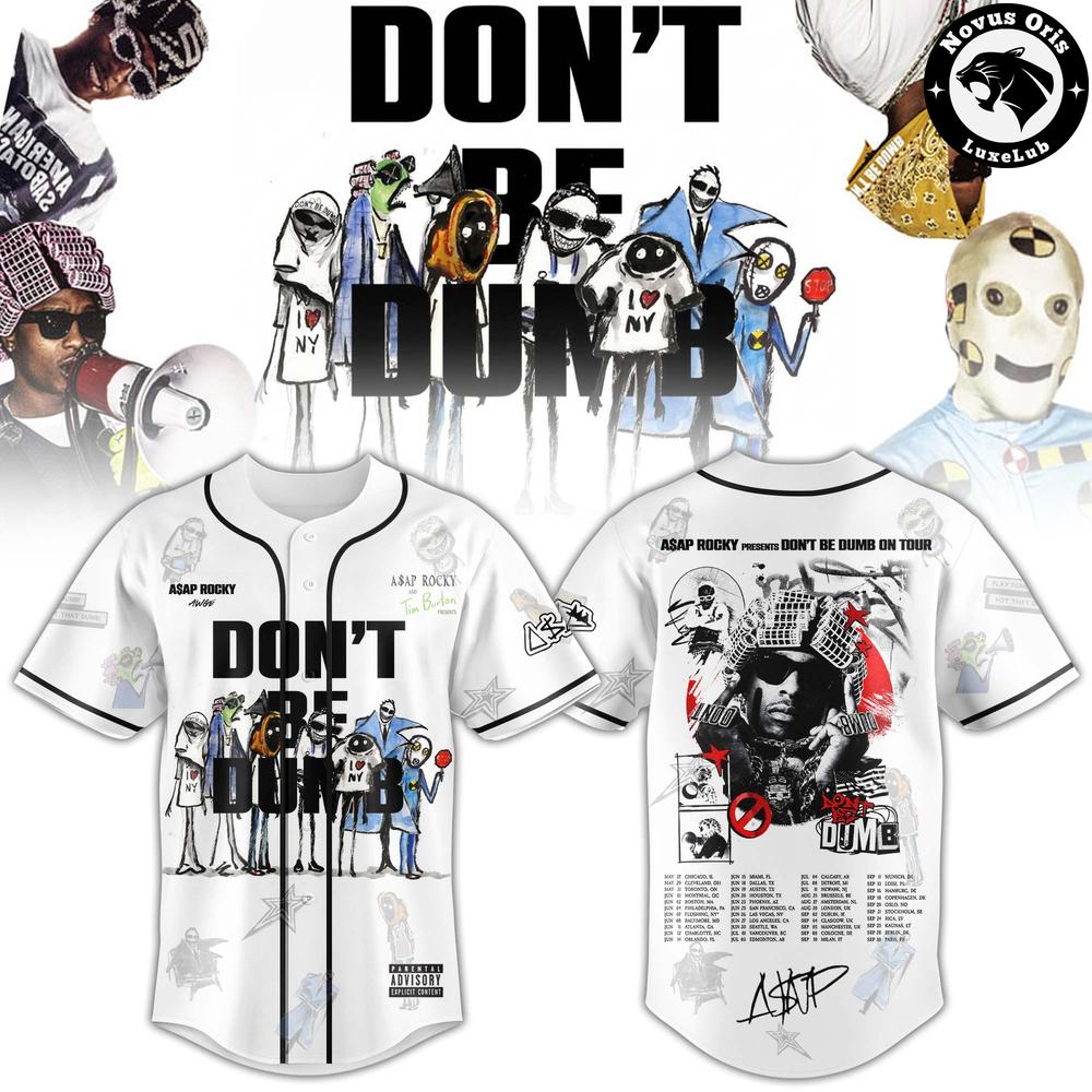 ASAP Rocky Dont Be Dumb Tour Tim Burton Collab Hip Hop Baseball Jersey 1 - Unicasport ASAP Rocky Dont Be Dumb Tour Tim Burton Collab Hip Hop Baseball Jersey