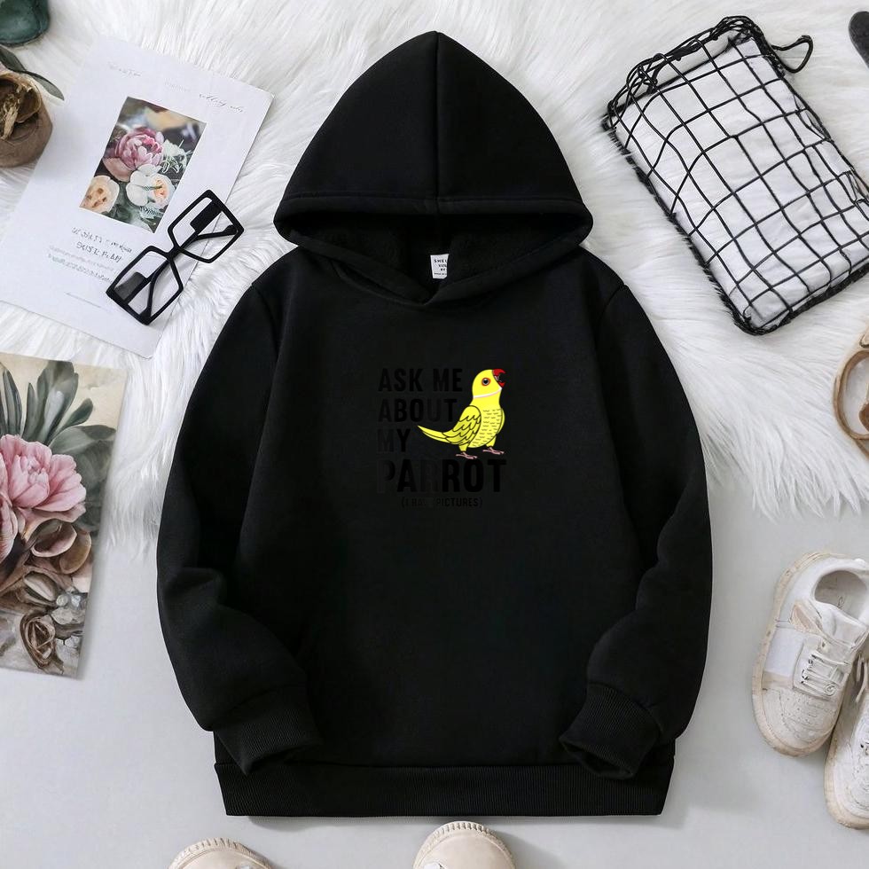 Ask Me About My Parrot I Yellow Indian Ringneck Raglan Hoodie