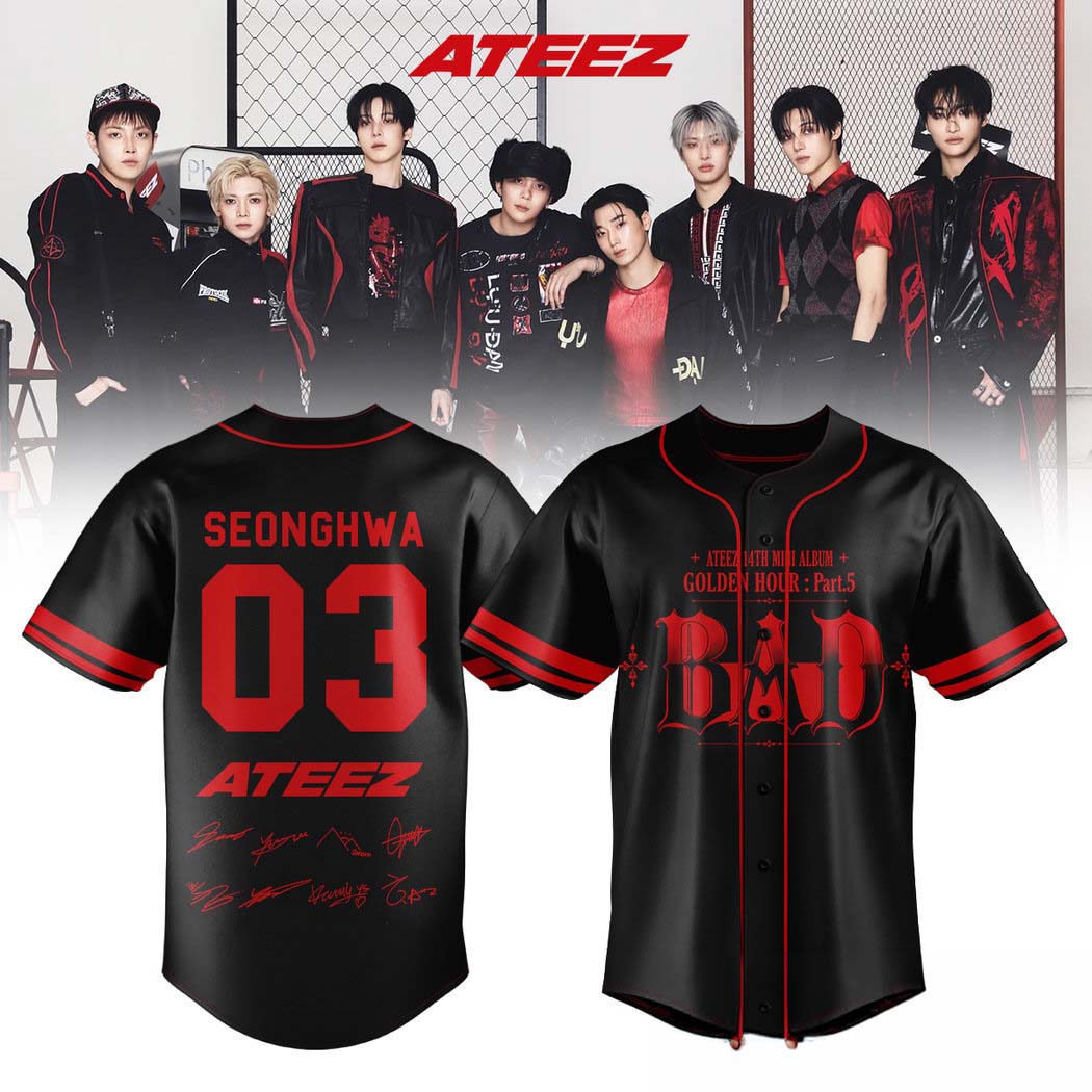 Ateez BAD signed Baseball Jersey 1 - Unicasport Ateez BAD signed Baseball Jersey