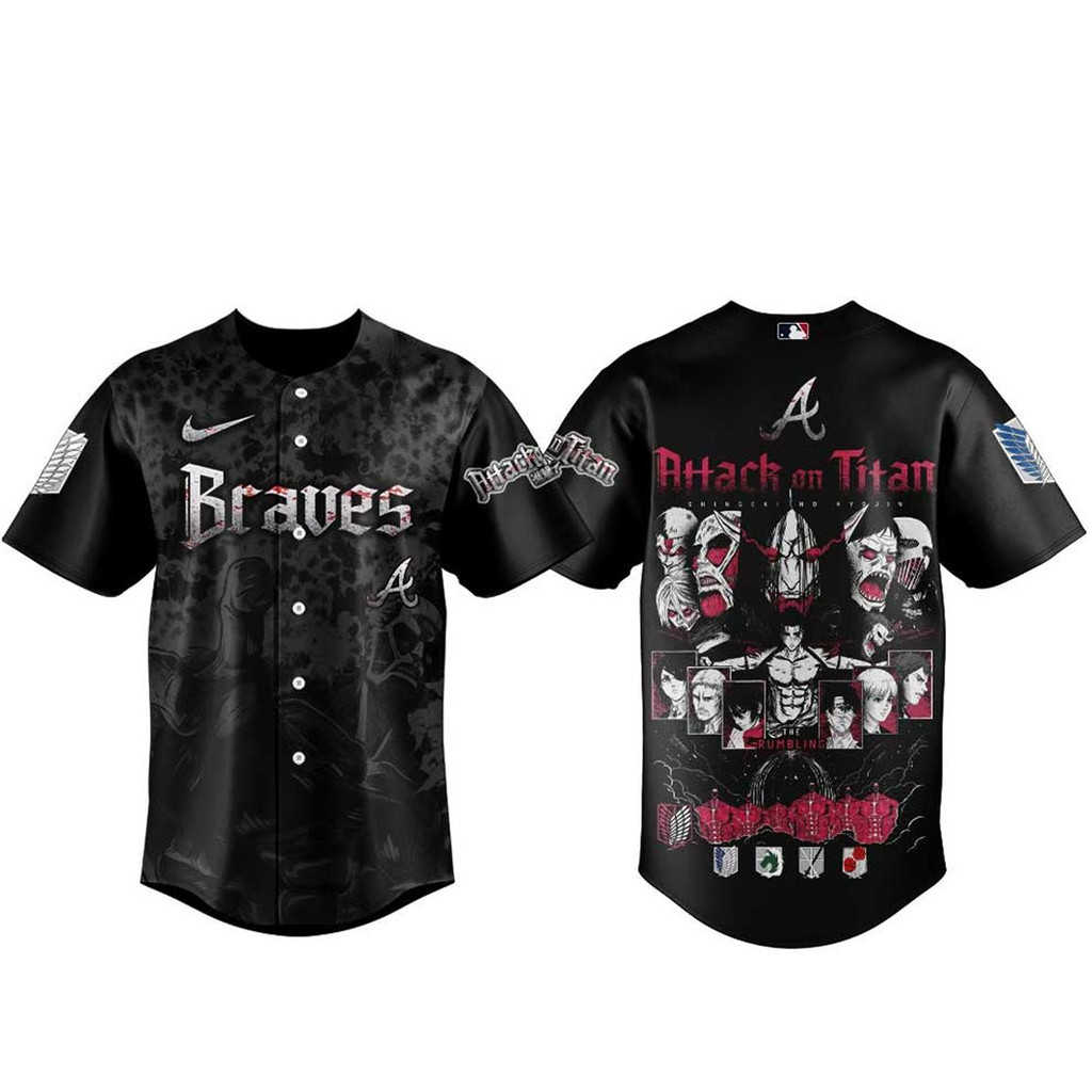Atlanta Braves Attack on Titan 2026 Baseball Jersey