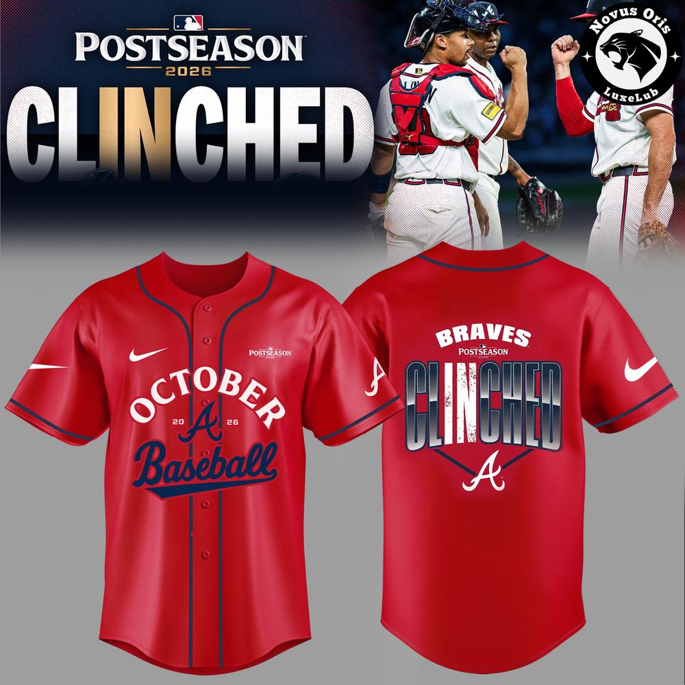 Atlanta Braves MLB Postseason 2026 Clinched Baseball Jersey 1 - Unicasport Atlanta Braves MLB Postseason 2026 Clinched Baseball Jersey