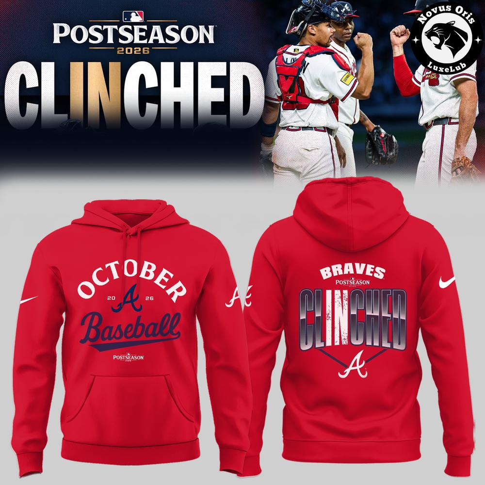 Atlanta Braves MLB Postseason 2026 Clinched Pullover Hoodie 1 - Unicasport Atlanta Braves MLB Postseason 2026 Clinched Pullover Hoodie