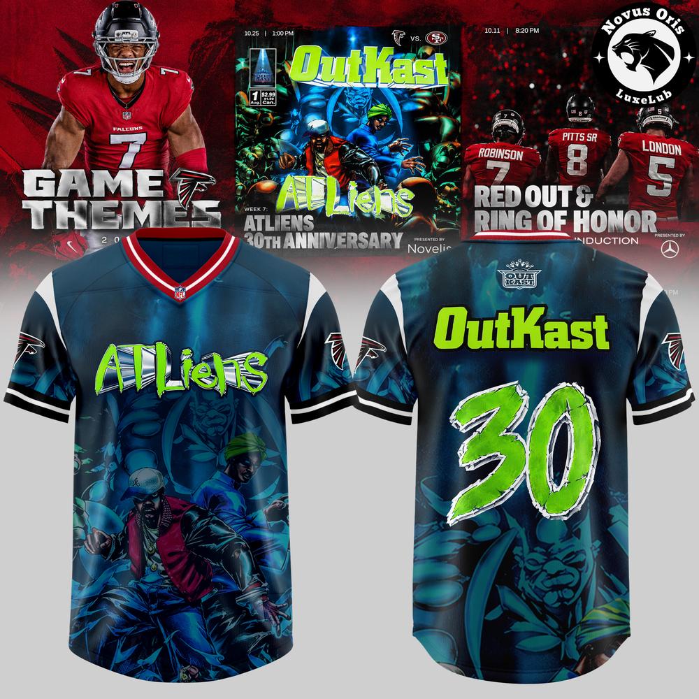 Atlanta Falcons x OutKast ATLiens 30th Anniversary 2026 Football Jersey 1 - Unicasport Atlanta Falcons x OutKast ATLiens 30th Anniversary 2026 Football Jersey