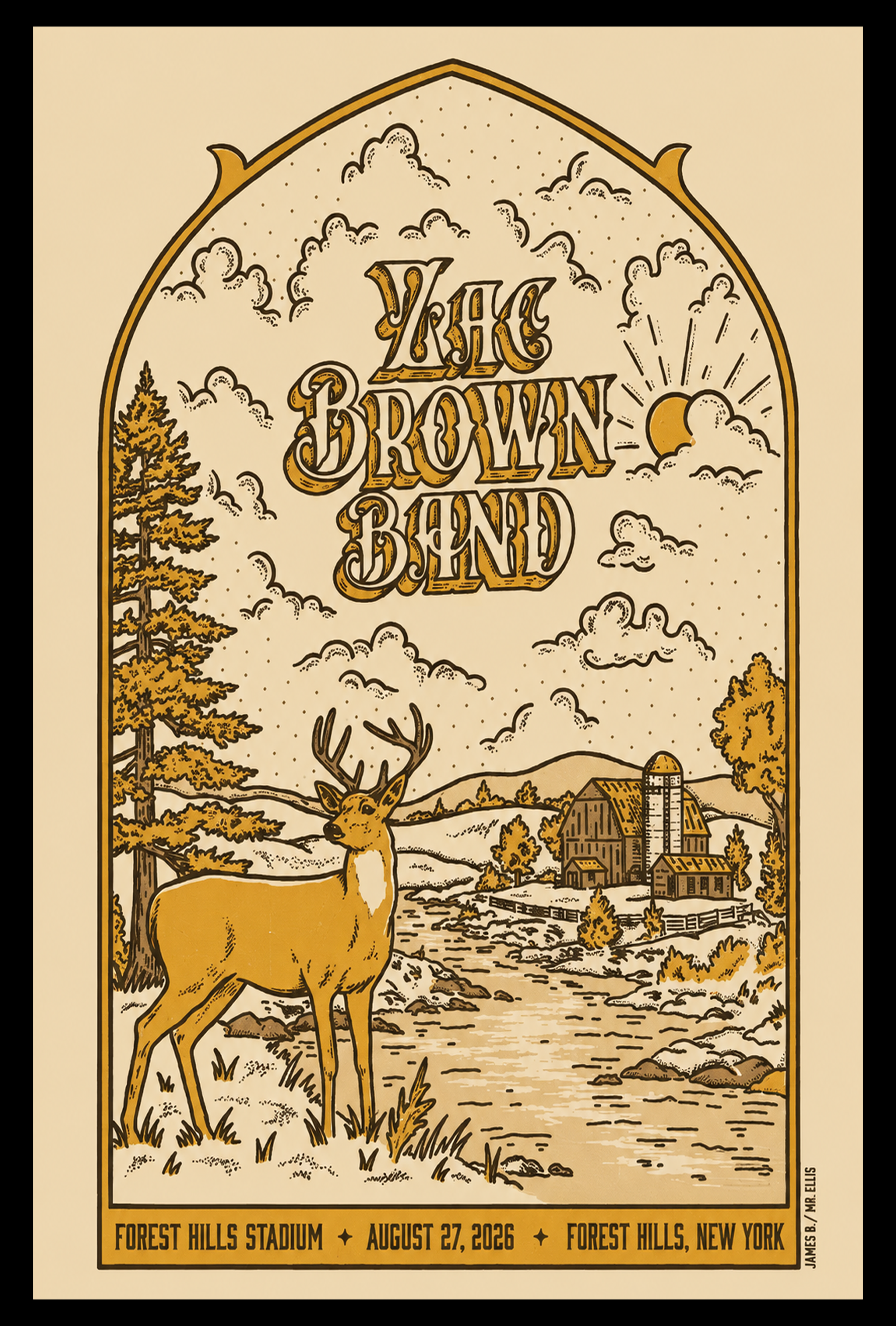August 27 2026 Zac Brown Band New York Concert Art Poster