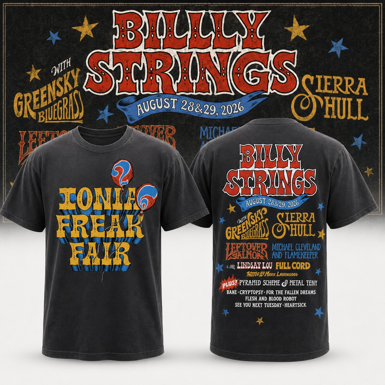 August 28-29 2026 Billy Strings Ionia Freak Fair Ionia MI Shirt Merch