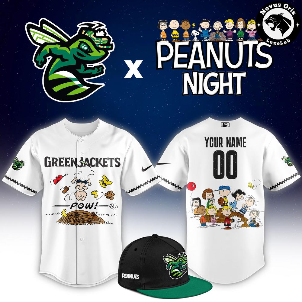 Augusta GreenJackets x Peanuts Night 2026 Custom Baseball Jersey 1 - Unicasport Augusta GreenJackets x Peanuts Night 2026 Custom Baseball Jersey