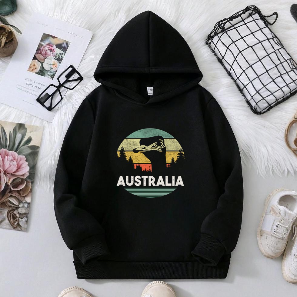 Australia Day Funny Vintage Australian Ostrich Bird Hoodie