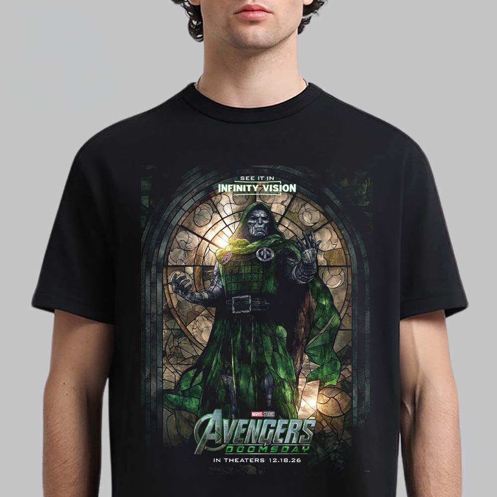 Avengers Doomsday New Poster Dr Doom Stained Glass Art Essentials TShirt