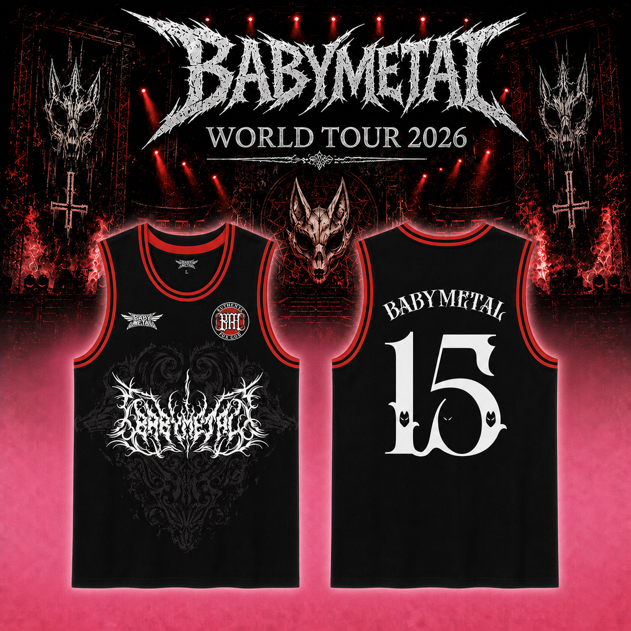 Babymetal World Tour 2026 Basketball Jersey 2 - Unicasport Babymetal World Tour 2026 Basketball Jersey