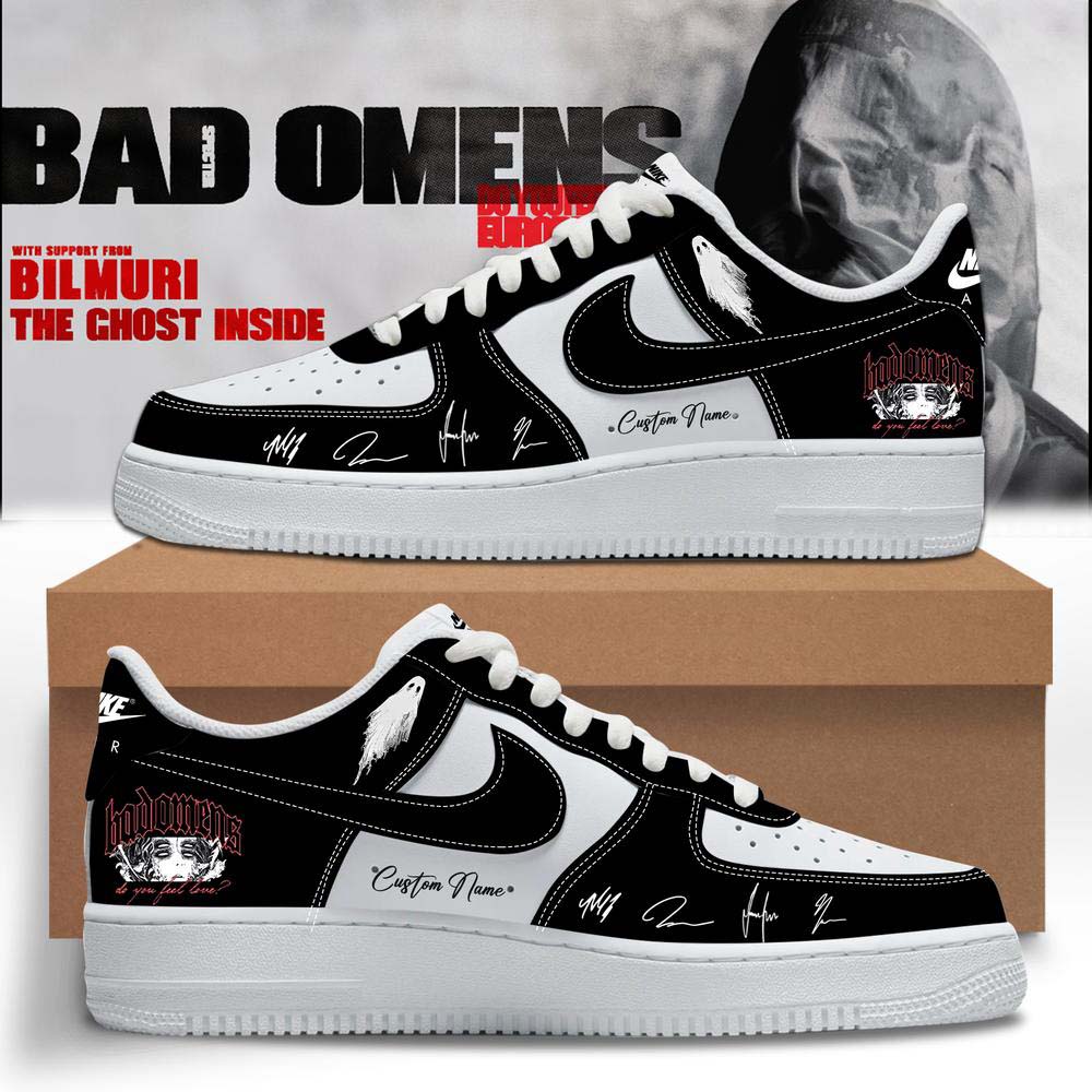 Bad Omens Black and White Concert Air Force 1 Sneakers