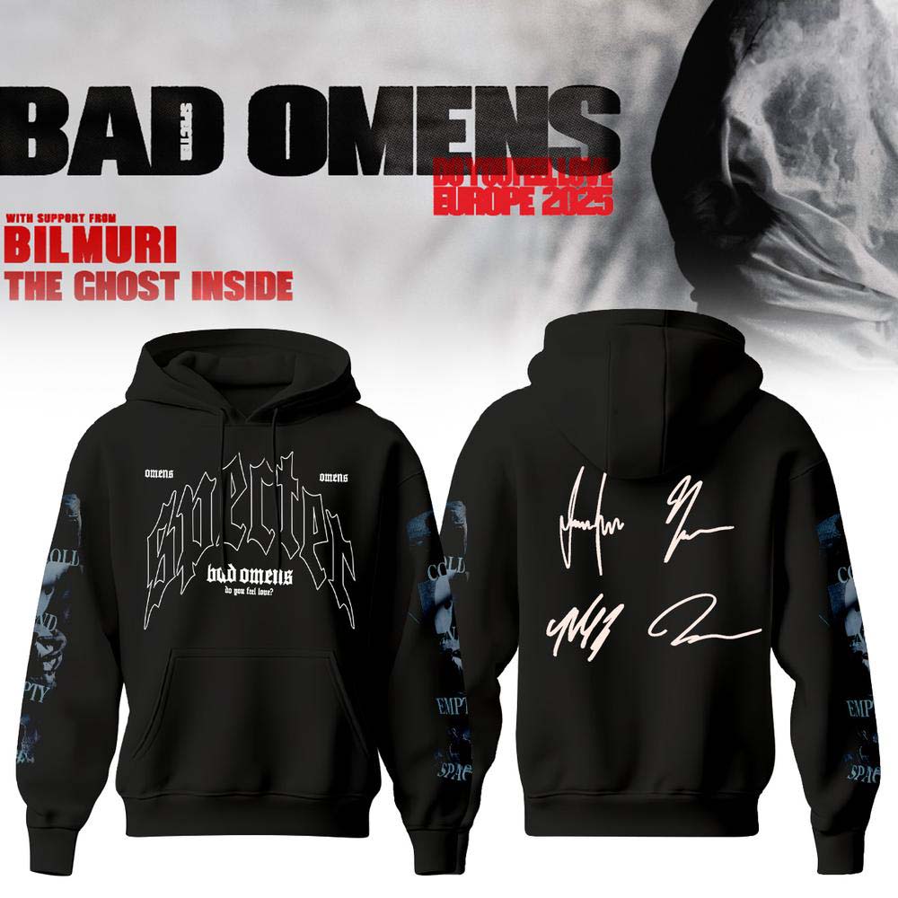 Bad Omens Do You Feel Love Tour 2026 Black Signature Hoodie - Rock Band Concert Merchandise Gift Idea