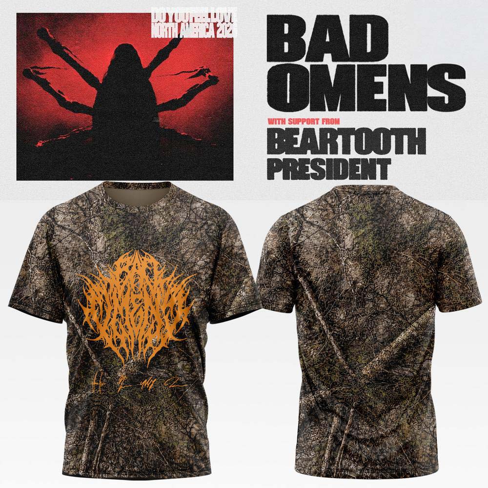 Bad Omens Do You Feel Love Tour 2026 Brown Camo T Shirt - Best Gift for Fans