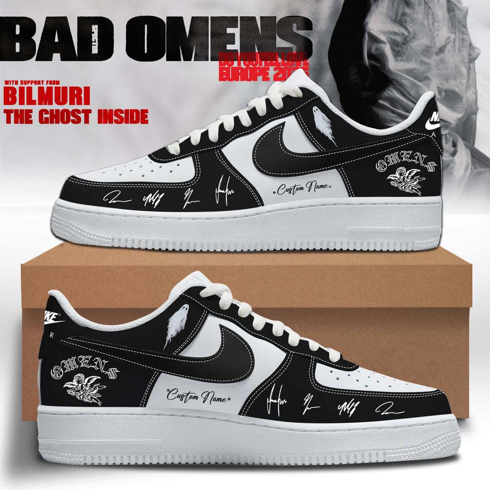Bad Omens Do You Feel Love Tour Black and Gray Air Force 1 Sneakers - Best Gift for Fans