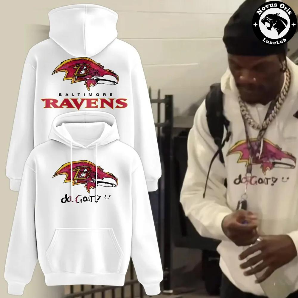 Baltimore Ravens Da GOAT 2026 White Pullover Hoodie 1 - Unicasport Baltimore Ravens Da GOAT 2026 White Pullover Hoodie