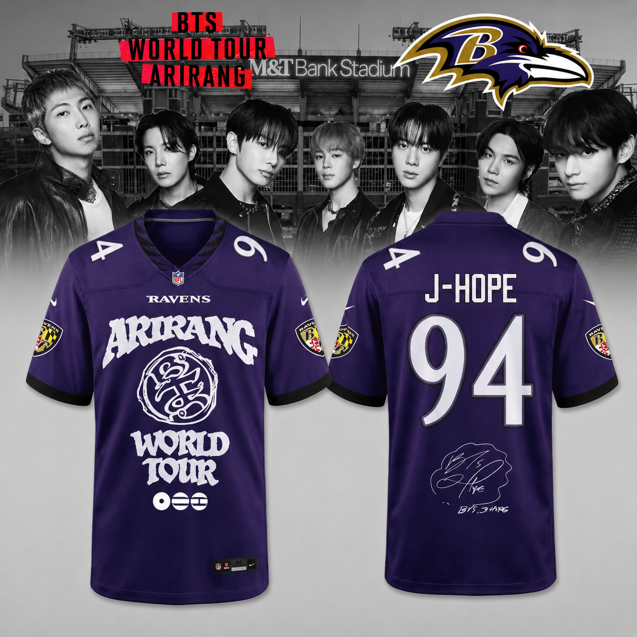 Baltimore Ravens x BTS J-Hope World Tour Arirang 2026 Limited Edition Jersey 1 - Unicasport Baltimore Ravens x BTS J-Hope World Tour Arirang 2026 Limited Edition Jersey