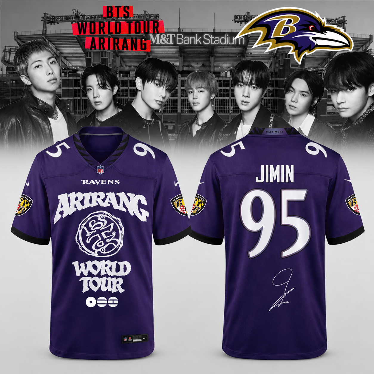 Baltimore Ravens x BTS Jimin World Tour Arirang 2026 Limited Edition Jersey 1 - Unicasport Baltimore Ravens x BTS Jimin World Tour Arirang 2026 Limited Edition Jersey