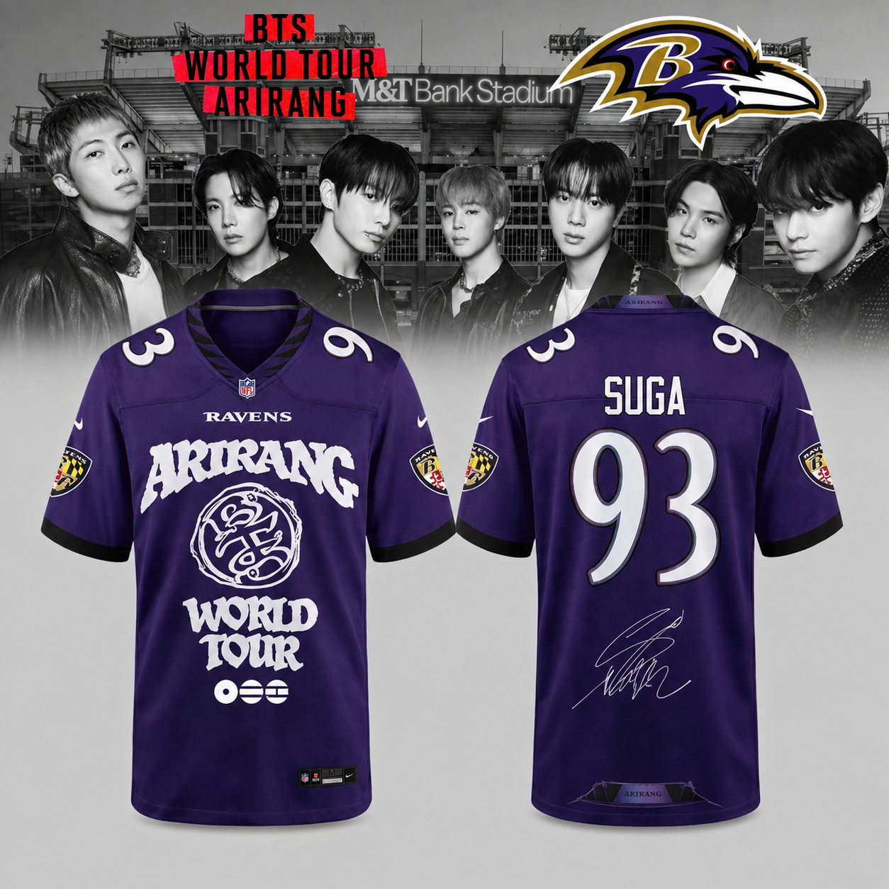 Baltimore Ravens x BTS Suga World Tour Arirang 2026 Limited Edition Jersey 1 - Unicasport Baltimore Ravens x BTS Suga World Tour Arirang 2026 Limited Edition Jersey
