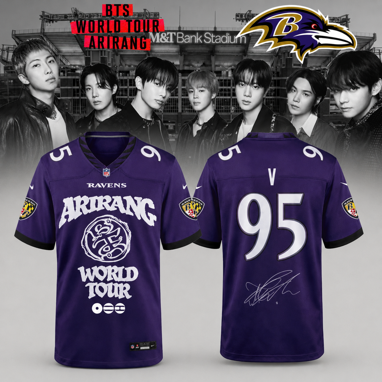 Baltimore Ravens x BTS V World Tour Arirang 2026 Limited Edition Jersey 1 - Unicasport Baltimore Ravens x BTS V World Tour Arirang 2026 Limited Edition Jersey