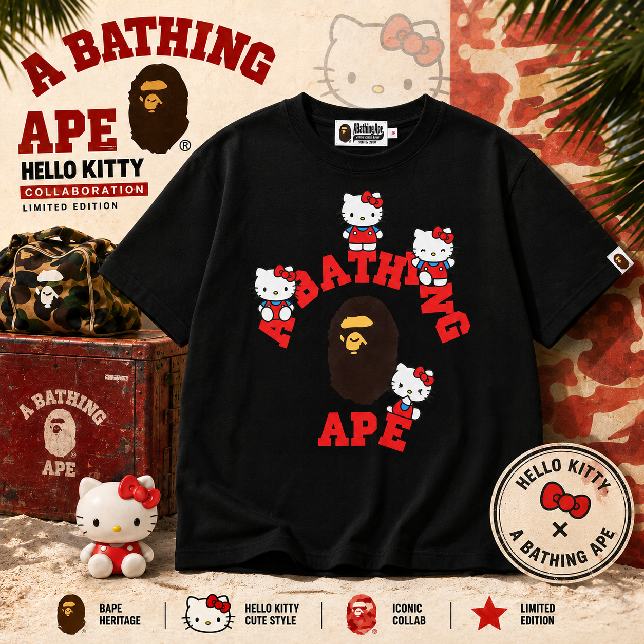 Bape x hello Kitty College Mini Tee Merch